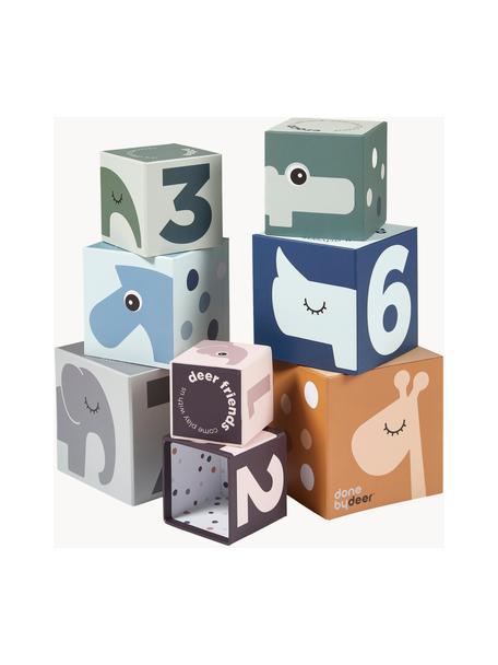 Stapelblokjes Deer Friends, set van 8, Gelamineerd karton, Meerkleurig, Set met verschillende formaten