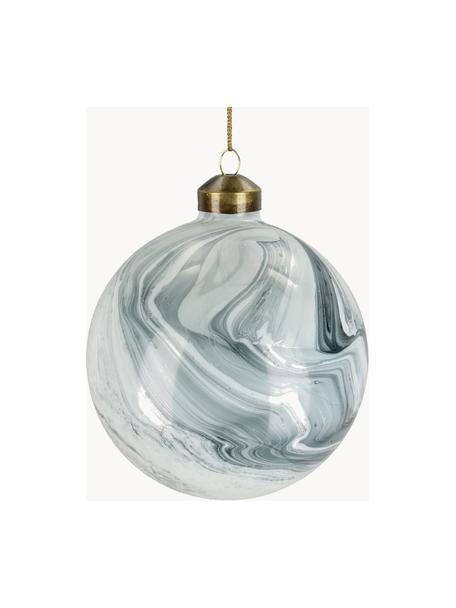 Weihnachtskugeln Marble in weißer Marmoroptik, 6 Stück, Glas, Weiß, Grau, Marmoroptik, Ø 10 cm