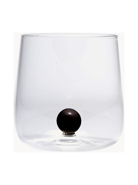 Vasos artesanales de vidrio borosilicato Billa, 6 uds., El vidrio de borosilicato es un material ligero pero robusto. Gracias a su resistencia a la temperatura también es adecuado para bebidas calientes., Transparente, negro, Ø 9 x Al 9 cm, 440 ml