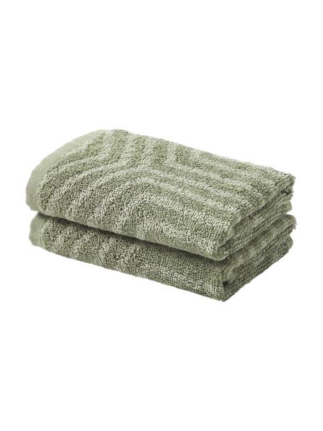 Ręcznik z bawełny Fatu, różnie rozmiary, Odcienie zielonego, Ręcznik dla gości, S 30 x D 50 cm, 2 szt.