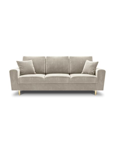 Canapé d'angle 3 places velours avec rangement Moghan, Velours beige, couleur dorée, larg. 235 x prof. 100 cm