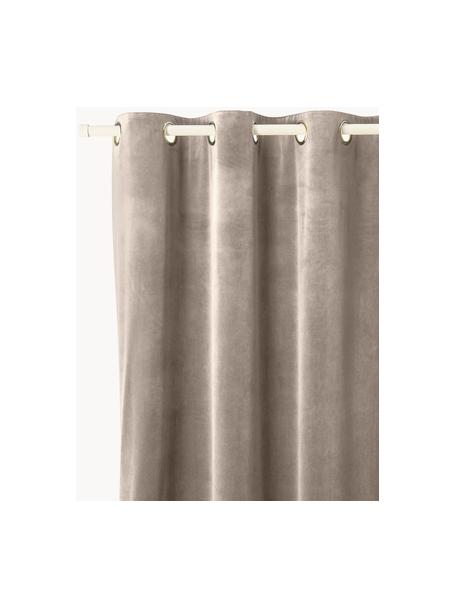 Abdunkelnder Samt-Vorhang Rush mit Ösen, 2 Stück, 100 % Polyester (recycled), GRS-zertifiziert, Taupe, B 135 x L 260 cm