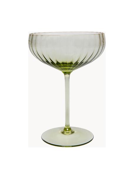 Handgemaakte champagneglazen Lyon, 2 stuks, Glas, Olijfgroen, Ø 12 x H 16 cm, 280 ml