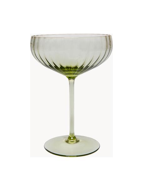 Súprava ručne vyrobených pohárov na šampanské Lyon, 2 diely, Sklo, Olivovozelená, Ø 12 x V 16 cm, 280 ml