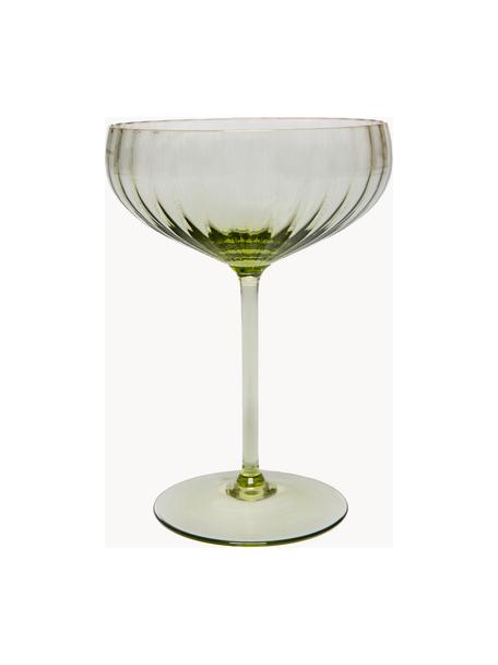 Coupes à champagne artisanales Lyon, 2 pièces, Verre, Vert olive, Ø 12 x haut. 16 cm, 280 ml