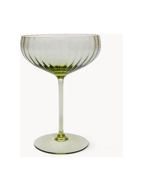 Coupes à champagne artisanales Lyon, 2 pièces, Verre, Vert olive, Ø 12 x haut. 16 cm, 280 ml