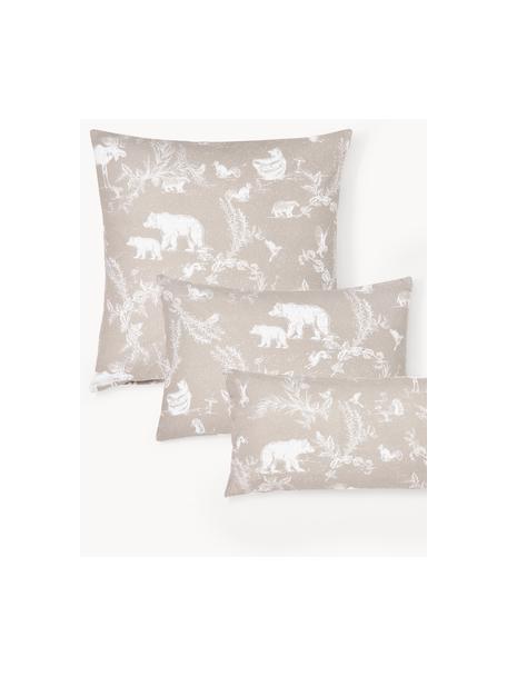 Flanell-Kopfkissenbezug Animal Toile, Webart: Flanell Flanell ist ein k, Beige, gemustert, B 40 x L 80 cm