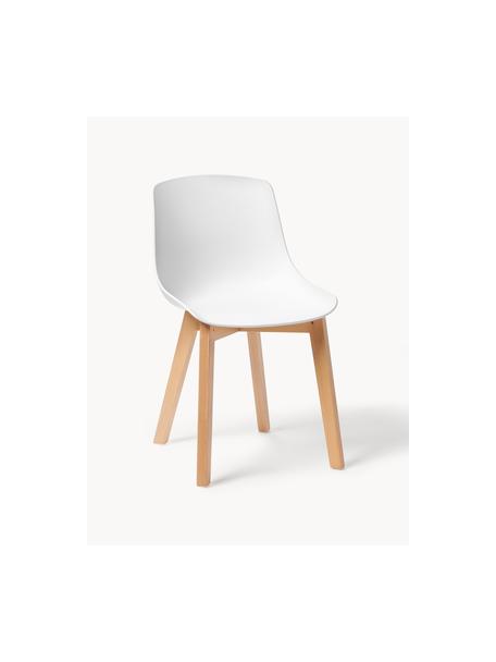 Chaises scandi en plastique Dave, 2 pièces, Blanc, bois de hêtre, larg. 46 x haut. 52 cm