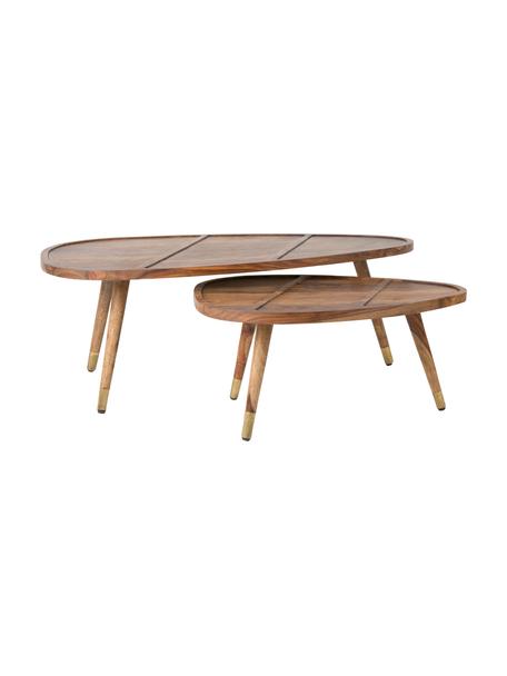 Table basse gigogne bois de sissoo Sham, 2 élém., Sissoo, laqué, Bois de sissoo, Lot de différentes tailles