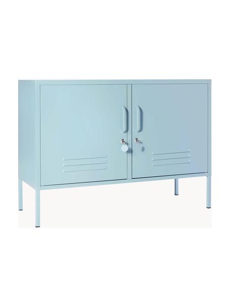 Credenza in metallo Lowdown, Acciaio verniciato a polvere, Azzurro, Larg. 100 x Alt. 72 cm