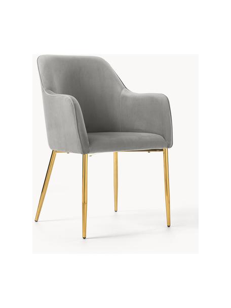 Chaise rembourrée en velours Ava, Velours gris, larg. 57 x prof. 62 cm