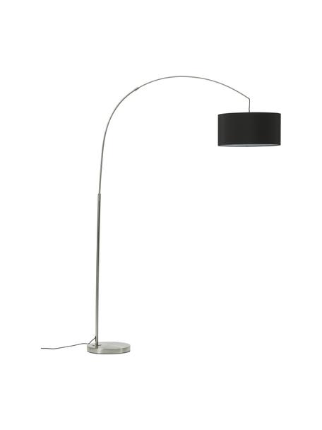 Grand lampadaire arc moderne chrome-noir Niels, Chrome, noir, Ø 50 x haut. 218 cm