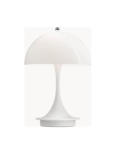 Lampada da tavolo portatile a LED con luce regolabile Panthella, alt. 24 cm, Paralume: vetro acrilico, Struttura: alluminio rivestito, Vetro acrilico bianco, Ø 16 x Alt. 24 cm