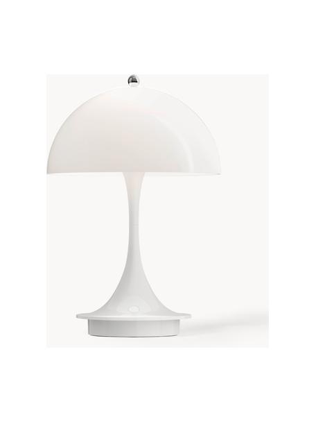 Mobilna lampa stołowa LED z funkcją przyciemniania Panthella, W 24 cm, Stelaż: aluminium powlekane, Białe szkło akrylowe, Ø 16 x W 24 cm