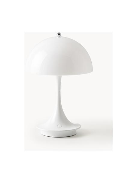 Lampada da tavolo portatile a LED con luce regolabile Panthella, alt. 24 cm, Paralume: vetro acrilico, Struttura: alluminio rivestito, Vetro acrilico bianco, Ø 16 x Alt. 24 cm