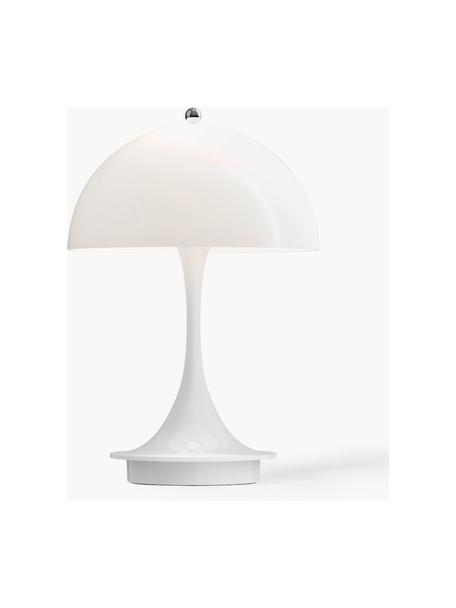 Lampada da tavolo portatile a LED con luce regolabile Panthella, alt. 24 cm, Paralume: vetro acrilico, Struttura: alluminio rivestito, Vetro acrilico bianco, Ø 16 x Alt. 24 cm