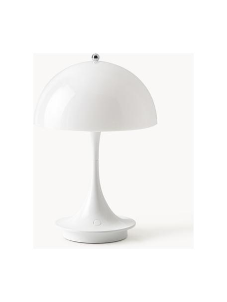 Lampada da tavolo portatile a LED con luce regolabile Panthella, alt. 24 cm, Paralume: vetro acrilico, Struttura: alluminio rivestito, Vetro acrilico bianco, Ø 16 x Alt. 24 cm