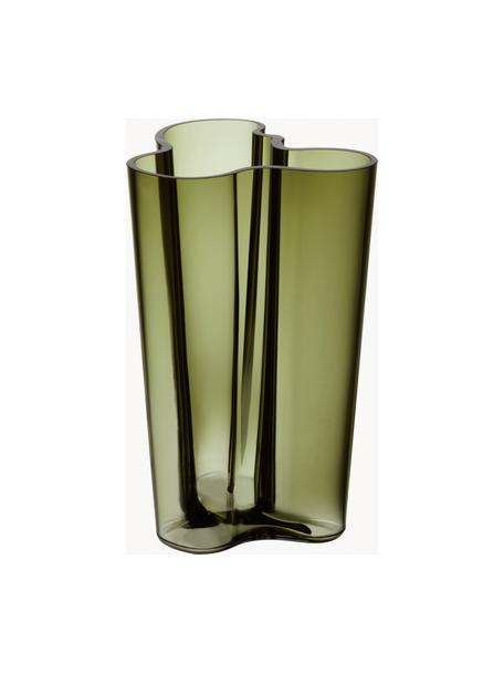 Jarrón soplado artesanalmente Alvaro Aalto, 25 cm, Vidrio soplado artesanalmente, Verde transparente, An 17 x Al 25 cm