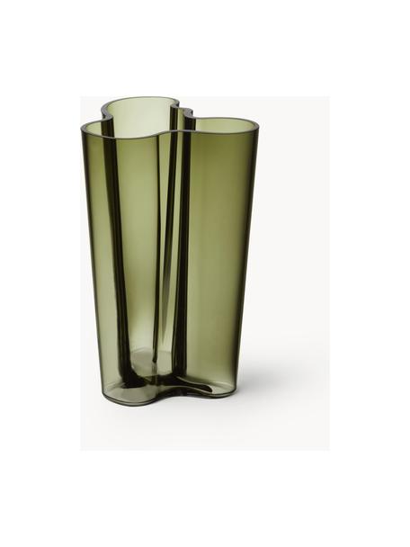 Mundgeblasene Vase Alvar Aalto, H 25 cm, Glas, mundgeblasen, Grün, transparent, B 17 x H 25 cm