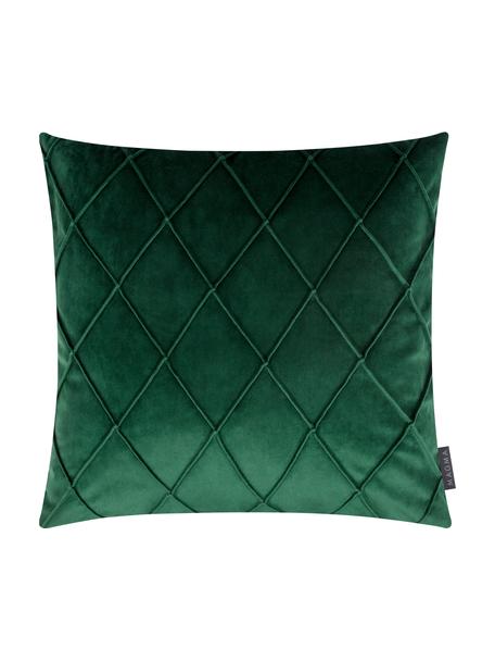 Sametový povlak na polštář s vyvýšeným vzorem Nobless, 100% polyesterový samet, Tmavě zelená, Š 50 cm, D 50 cm