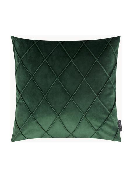 Housse de coussin 40x40 en velours à relief Nobless, 100 % velours de polyester, Vert foncé, larg. 50 x long. 50 cm