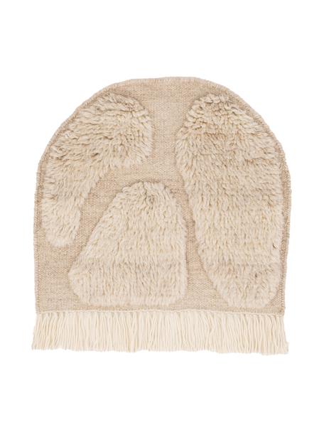 Grande décoration murale en laine avec franges Jakobsö, 100 % laine, Beige, larg. 62 x haut. 50 cm