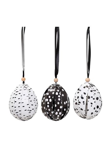 Set 3 ciondoli decorativi Aluno, Carta, legno, Nero, bianco, Ø 8 x Alt. 8 cm