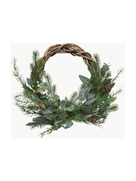 Weihnachtskranz Gina Ø 40 cm, Kunststoff, Grün, Braun, Ø 40 x H 15 cm