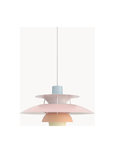 Lampada a sospensione PH 5, Paralume: metallo rivestito, Azzurro, rosa chiaro, pesca, giallo chiaro, Ø 50 x Alt. 27 cm