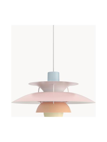 Hanglamp PH 5, Lampenkap: gecoat metaal, Diffuser: glas, semi-transparant, Lichtblauw, lichtroze, perzik, lichtgeel, Ø 50 x H 27 cm