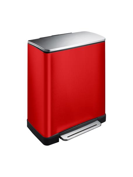 Afvalbak Recycle E-Cube in rood, 28 L + 18 L, Houder: staal, Rood, zilverkleurig, mat, B 50 x H 65 cm, 28 L + 18 L