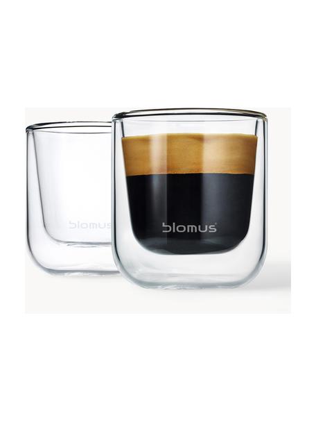 Dvouplášťový skleněný pohárek na espresso Nero, 2 ks, Sklo, Transparentní, Ø 6 cm, V 7 cm, 80 ml