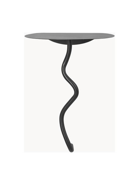 Mesa auxiliar de pared de latón Curvature, Latón recubierto, Negro mate, An 30 x Al 44 cm