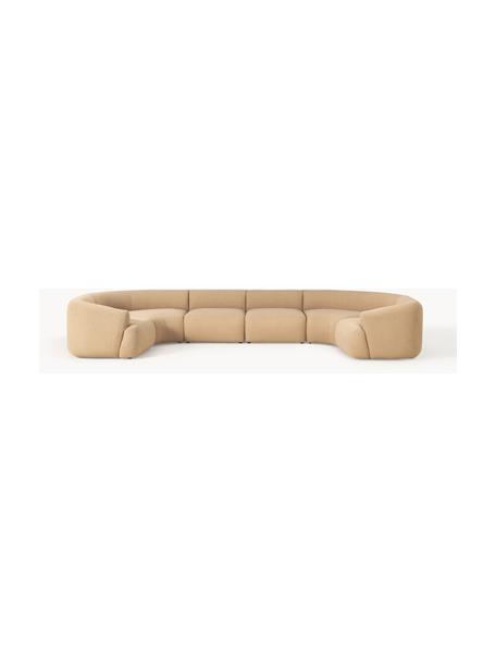 Canapé lounge modulable XL en bouclette Sofia, Bouclette beige, larg. 450 x prof. 231 cm