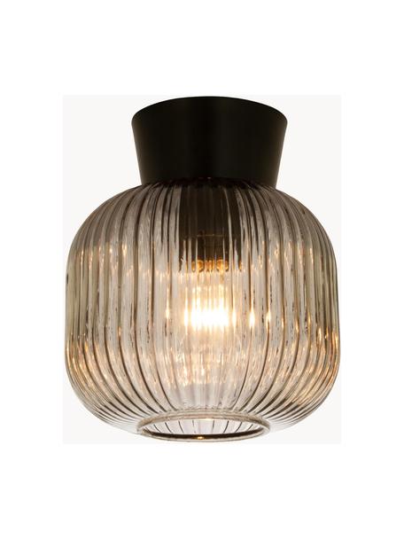 Kleine plafondlamp Vanja, Lampenkap: glas, Grijs, transparant, zwart, Ø 20 x H 24 cm
