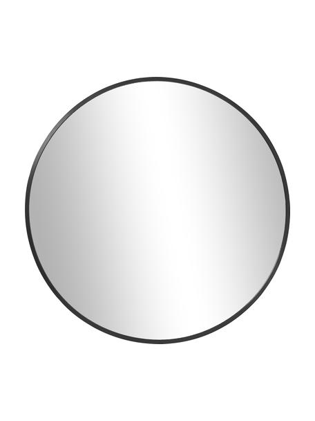 Specchio rotondo da parete con cornice in metallo nero Ida, Cornice: metallo rivestito, Retro: pannello di fibra a media, Superficie dello specchio: lastra di vetro, Nero, Ø 55 cm