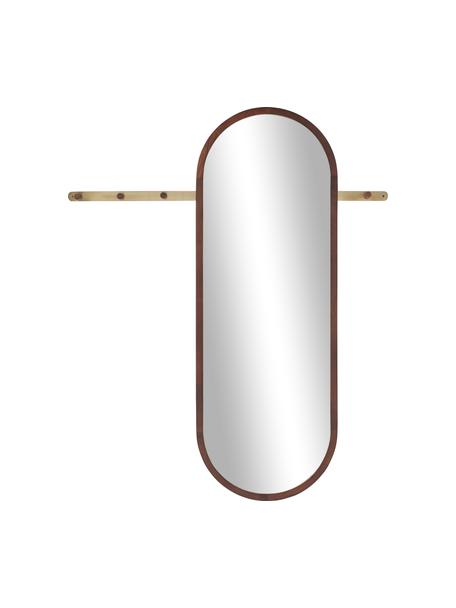 Miroir mural ovale avec crochets Will, Brun, couleur laiton, larg. 130 x prof. 155 cm