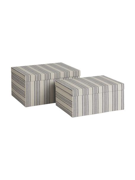 Handgemaakte opbergdozenset Cleo, 2-delig, Met stof bedekt karton, Grijs, donkerblauw, Set met verschillende formaten