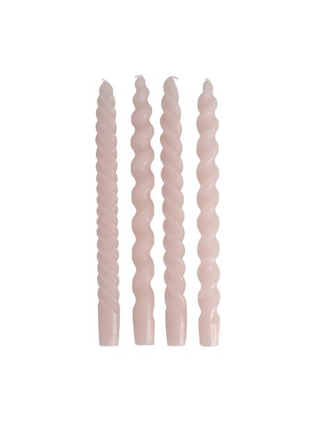 Steekkaarsen Spiral, 4 stuks, Was, Lichtroze, Ø 2,5 x H 31 cm