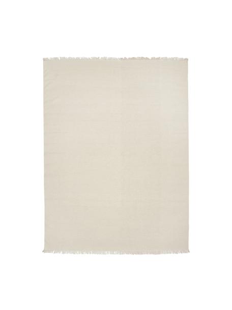 Tappeto kilim in lana color bianco latteo tessuto a mano con frange Rainbow, Frange: 100% cotone Nel caso dei , Bianco naturale, Larg. 300 x Lung. 400 cm (taglia XXL)