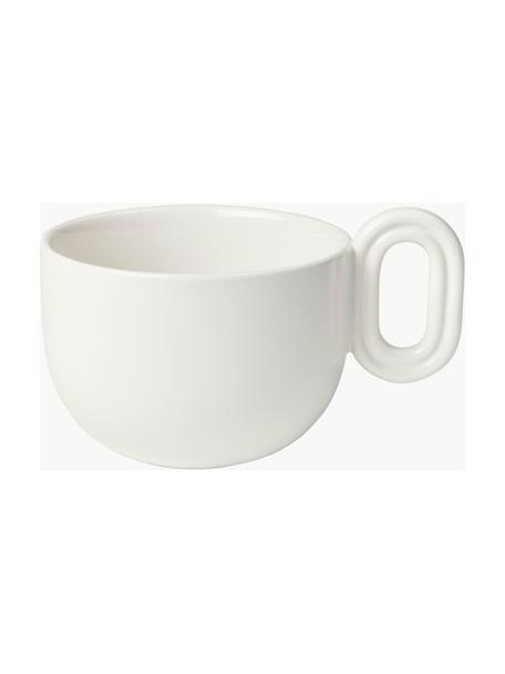 Taza de té artesanal Stevns, Cerámica de gres esmaltada, Blanco Off White brillante, Ø 10 x Al 7 cm, 400 ml