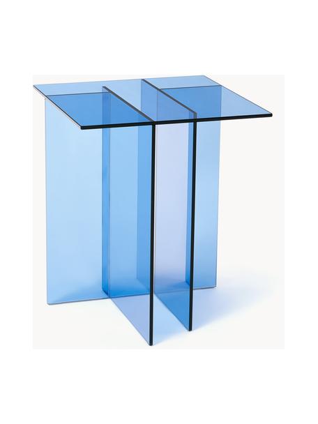 Mesa auxiliar de vidrio Anouk, Vidrio, Azul transparente, An 42 x Al 50 cm