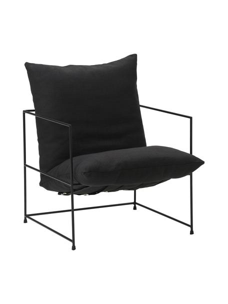 Čalúnené kreslo s kovovou konštrukciou Wayne, Čierna, Š 69 x H 74 cm