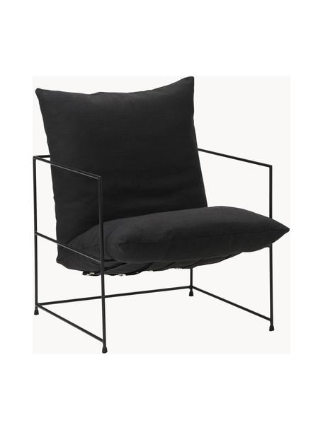 Fauteuil rembourré Wayne, Tissu noir, larg. 69 x prof. 74 cm