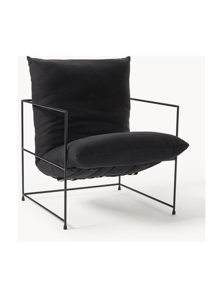 Fauteuil rembourré Wayne, Tissu noir, larg. 69 x prof. 74 cm