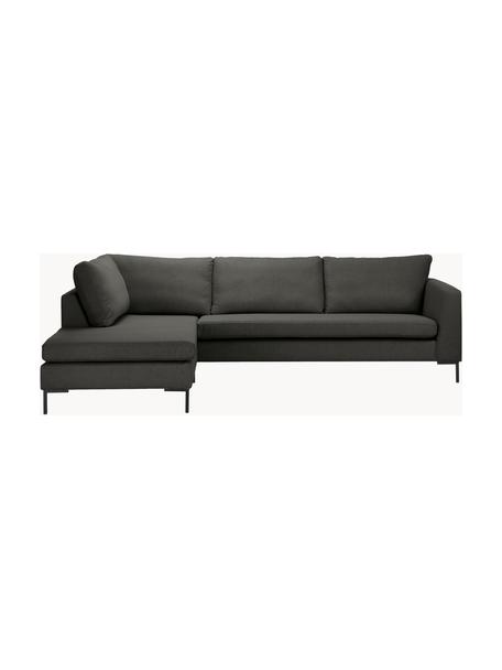 Sofa narożna Luna, Tapicerka: 100% poliester Dzięki tka, Stelaż: lite drewno bukowe, Nogi: metal galwanizowany, Antracytowa tkanina, S 280 x G 184 cm, lewostronna