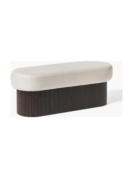 Banc rembourré avec espace de rangement Nala, Tissu beige, bois foncé, larg. 122 x prof. 48 cm