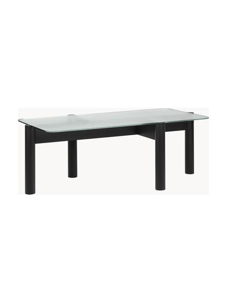 Table basse en hêtre avec plateau en verre Kob, Transparent, noir, larg. 110 x prof. 41 cm