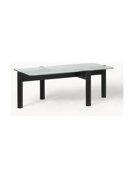 Couchtisch Kob aus Buchenholz mit Glasplatte, Tischplatte: Glas, Beine: Buchenholz, massiv, Transparent, Schwarz, B 110 x T 55 cm