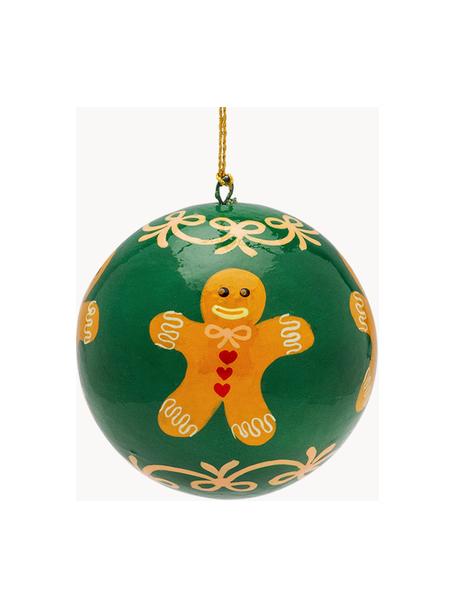 Bola de Navidad Gingerbread Man, 4 uds., Plástico, Verde oscuro, marrón claro, Ø 10 cm